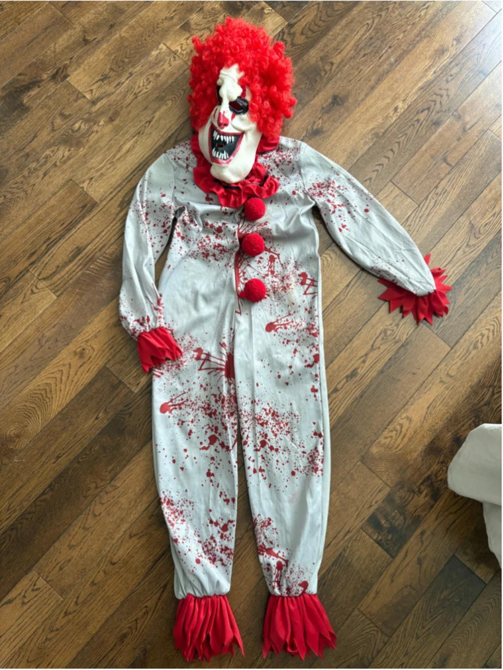 Scary Clown Halloween Costume Kids Size Small Grey Red